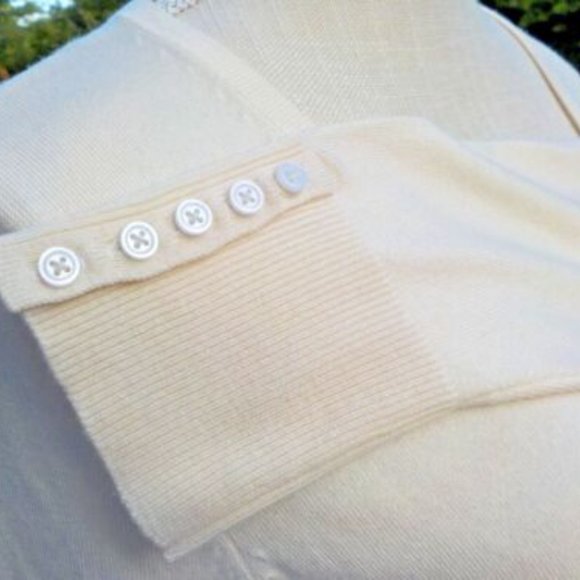 Allegory Ivory Button up Cardigan Sweater Silk/Cotton Blend SZ Small - Picture 7 of 10